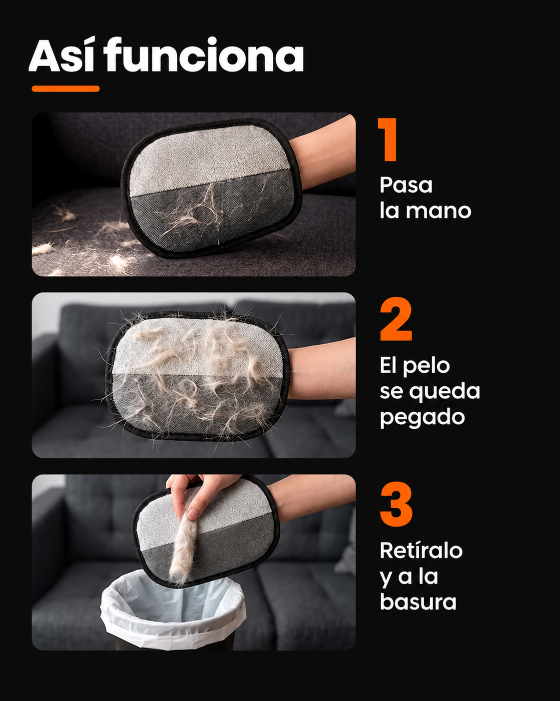 Guante Quitapelos Reutilizable para Mascotas